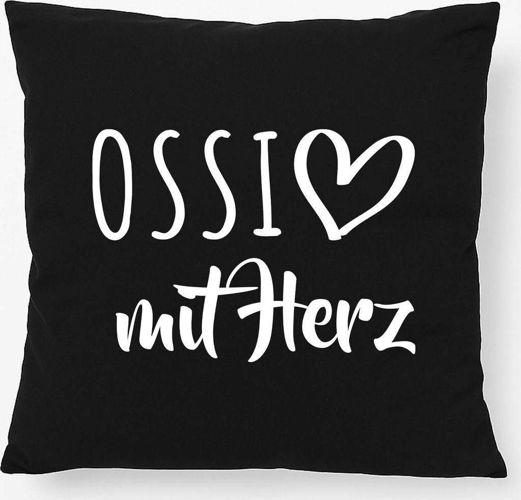 Huuraa Kissen Ossi mit Herz 40x40cm mit Füllung Black Baumwolle Dekokissen Geschenkidee