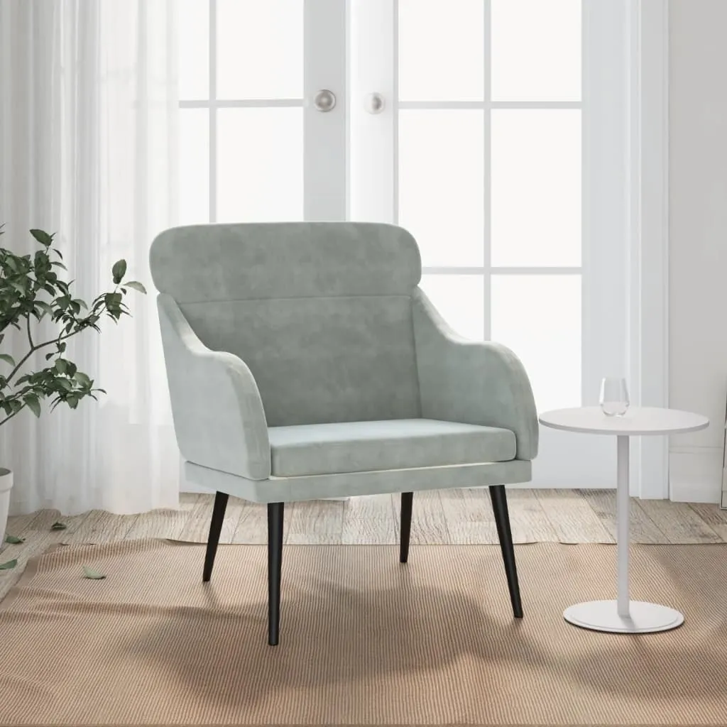 The Living Store poltrona grigio chiaro 63x76x80 cm in velluto
