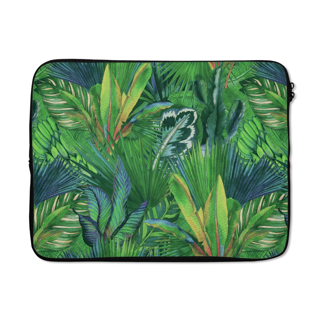 MuchoWow Laptop Hülle 17 Zoll Laptoptasche Blätter - Tropisch - Muster - Zipper - Schutzabdeckung