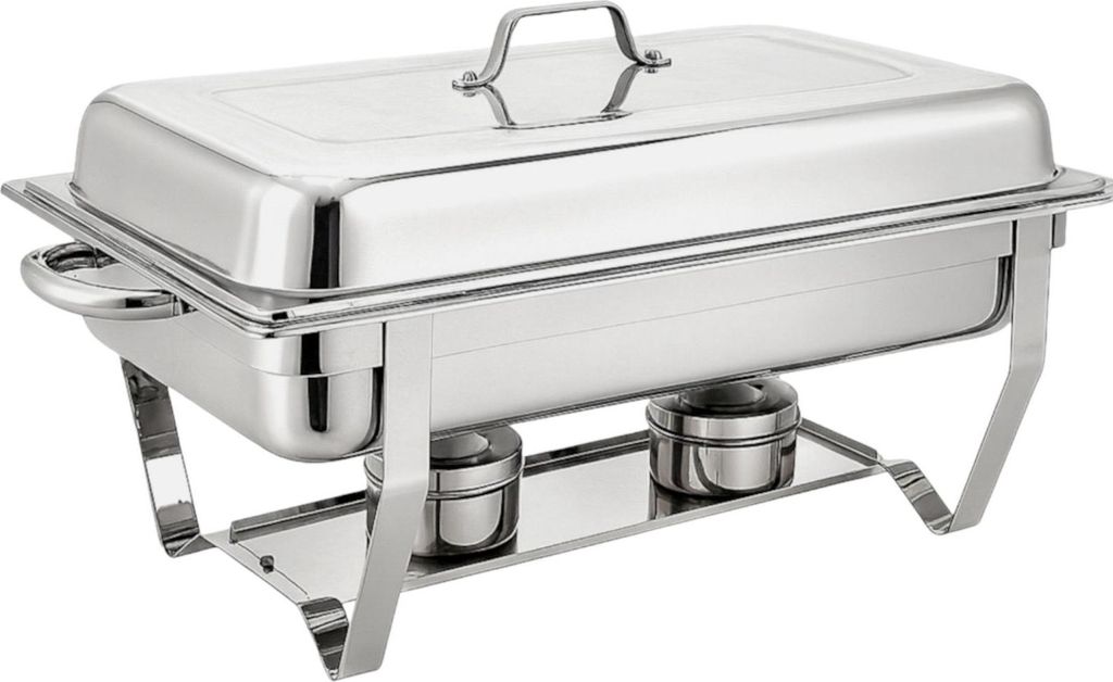 Speisenwärmer Chafing Dish 11 Liter Warmhaltebehälter Bain-Marie Buffet Party 2 Brennstoffbehälter Wasserbad Warmhalteplatte