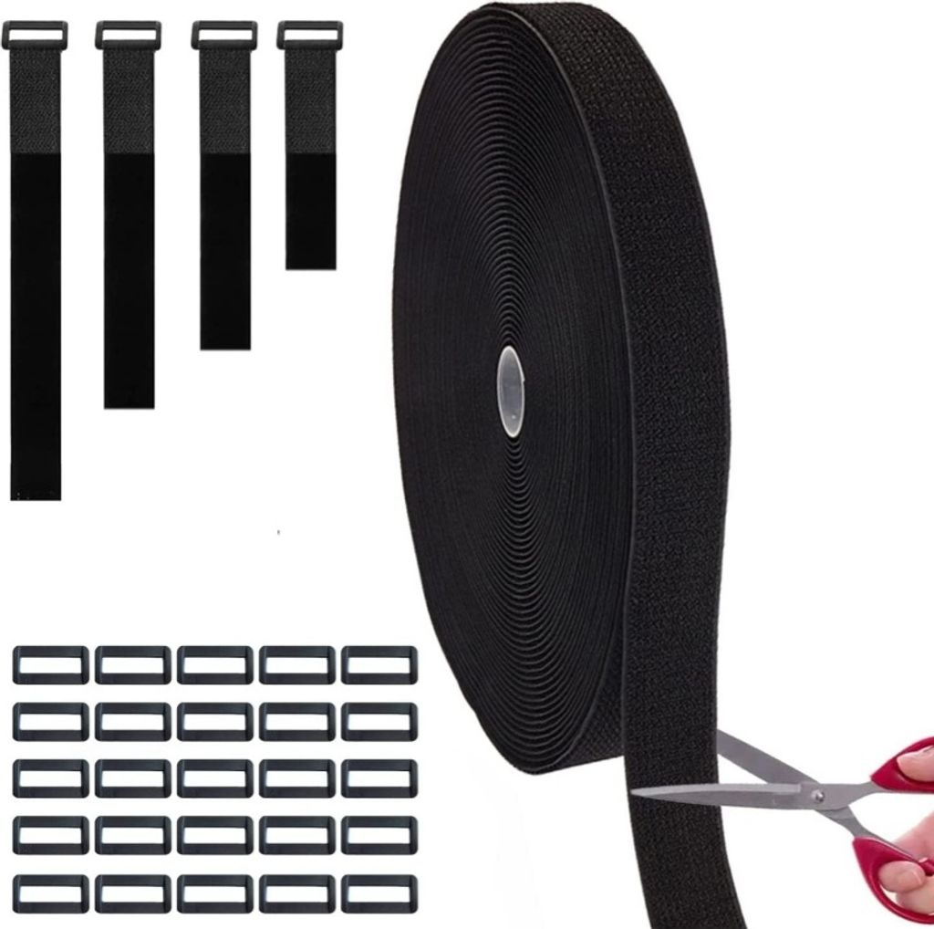 INF Klettverschlussband 2,5 cm x 10 m mit 50 Kunststoffschnallen