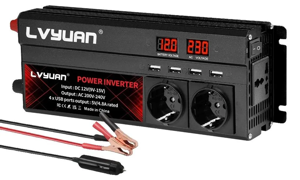 Onduleur voiture 12v 2600w avec 2 prises UE pour camping-car
