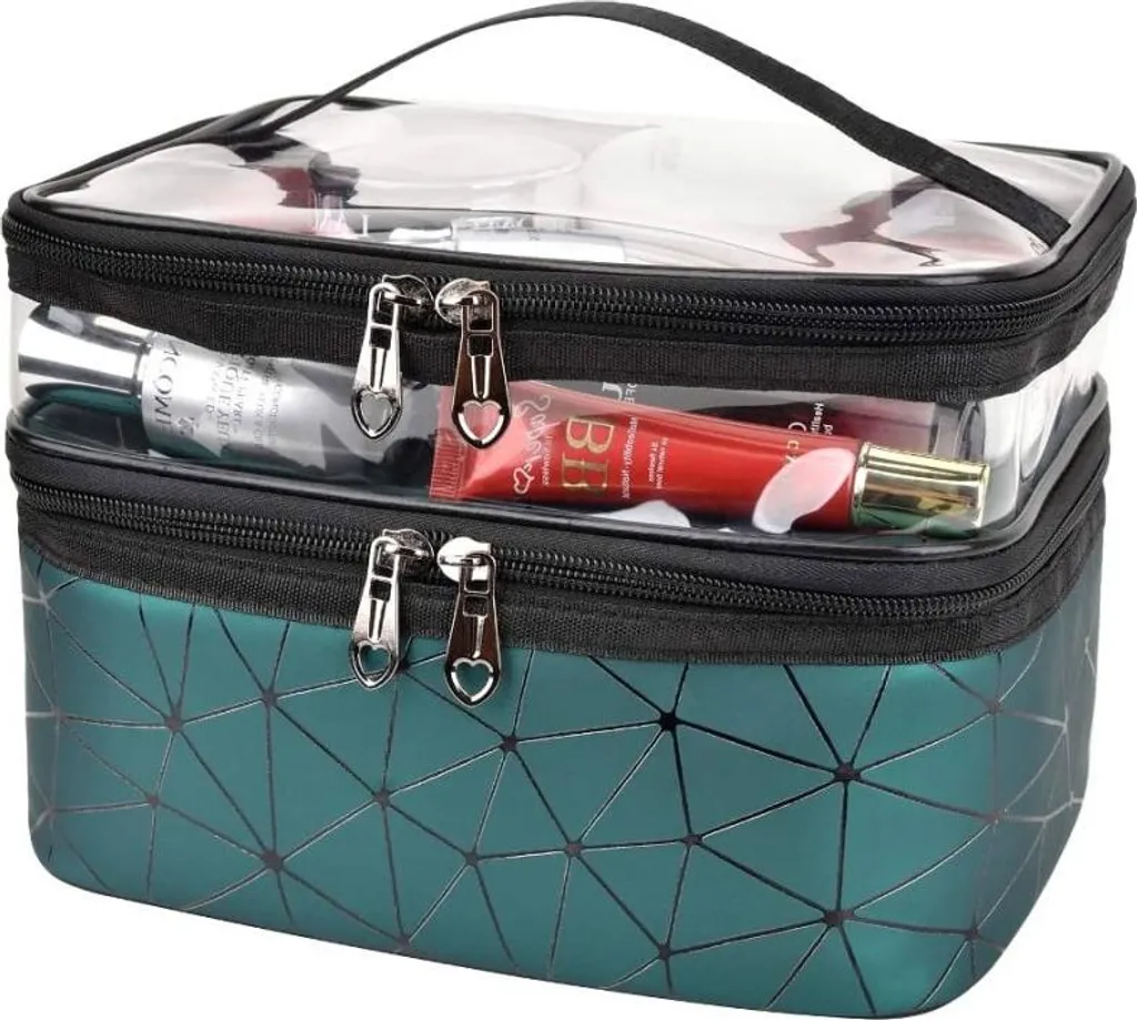 Camerazar Borsa Toilette Impermeabile - Organizer Nero PVC/TPU 16x23x17
