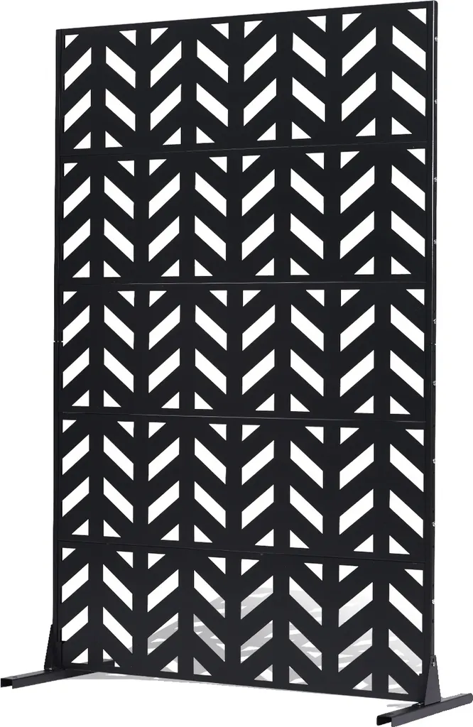 Pare-vue en métal noir design 5 panneaux construction robuste 250x180cm