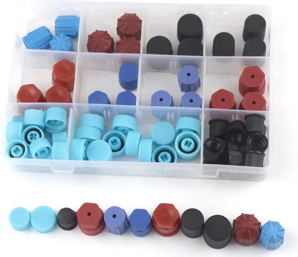 Réparer fuite clim auto avec ce kit de 77 bouchons et valves universels AC