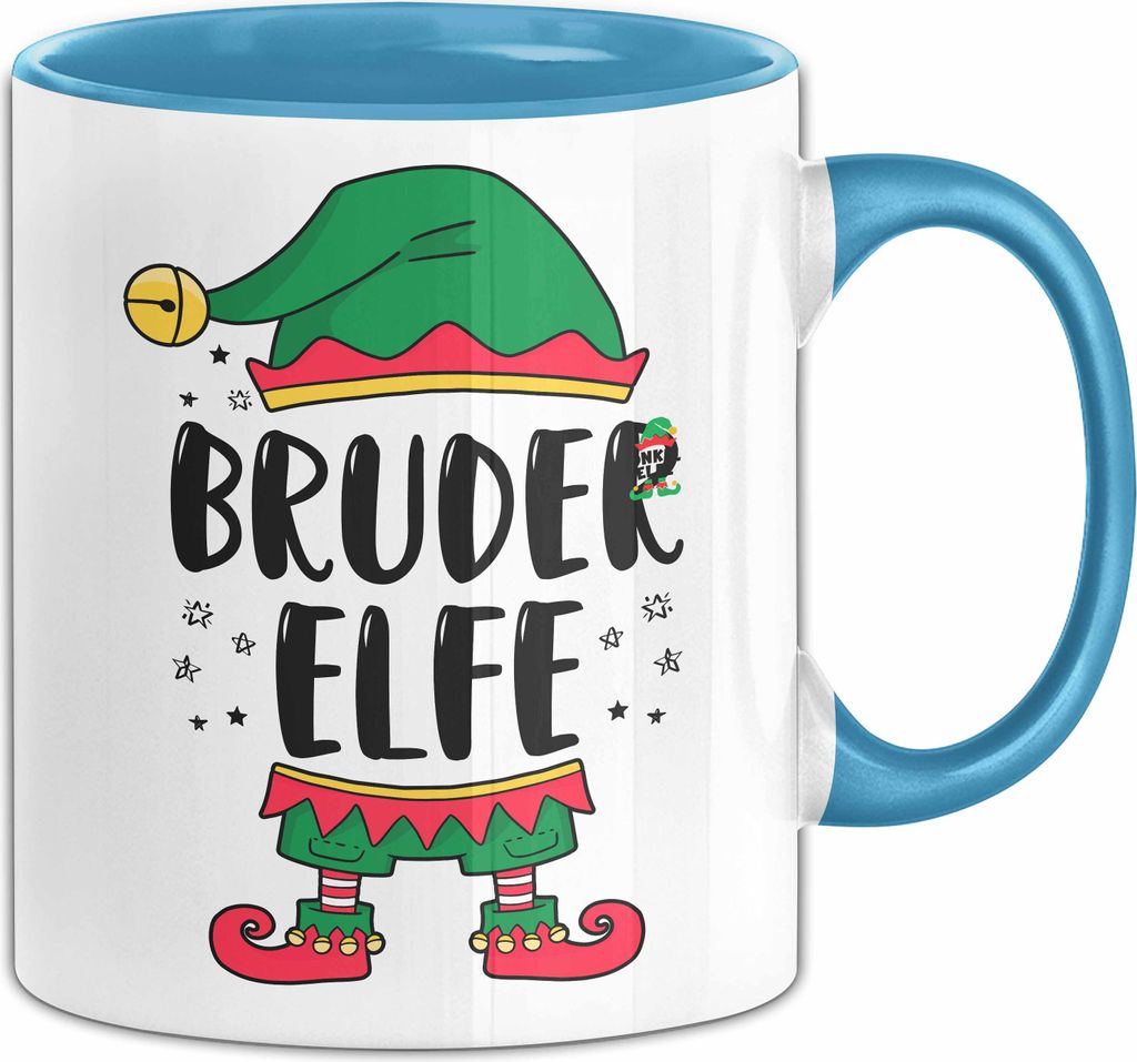 Bruder Elf Tasse Geschenk Familienfeier Weihnachten Lustige Geschenkidee Geburtstag Kaffee-Becher (Blau)