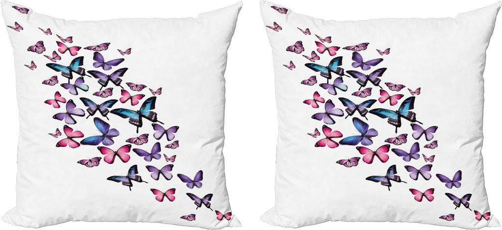 ABAKUHAUS Navy und Blush Kissenbezug Set (2Stück), Verschiedene Schmetterlinge, die zusammen Frühlings-Sommer-Natur inspiriert fliegen, 50 x 50 c...