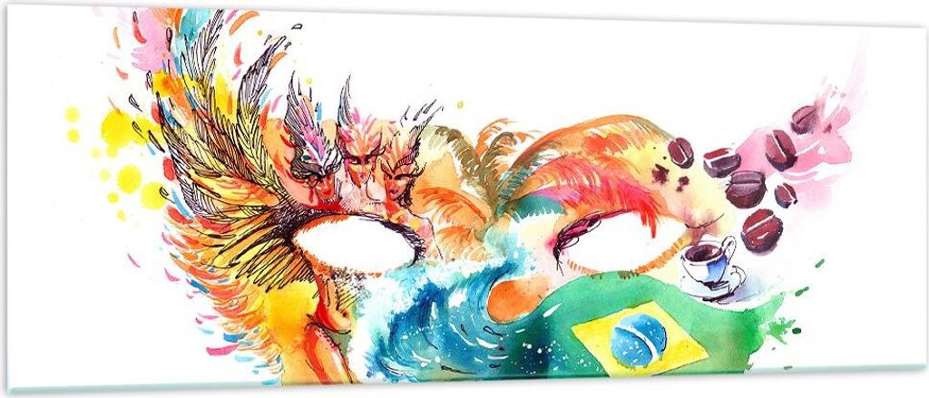 Bilder auf glas - Flagge Karneval Brasilien - 140x50cm - Glasbilder - Wandbilder - Kunstdruck - zum Aufhängen bereit - Wanddekoration aus Glas - G...