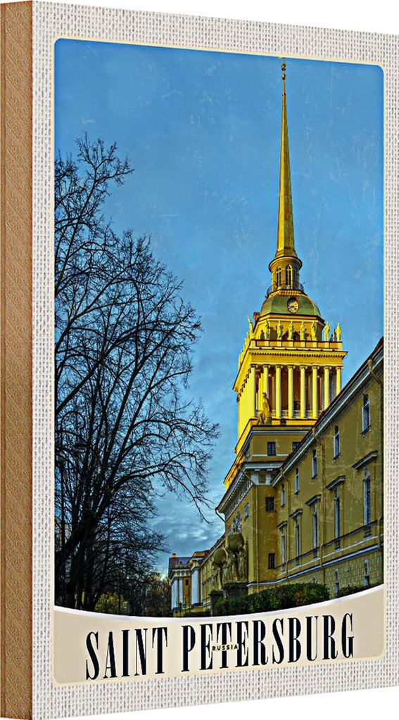 Holzschild Reise 20x30cm Saint Petersburg Kirche Architektur