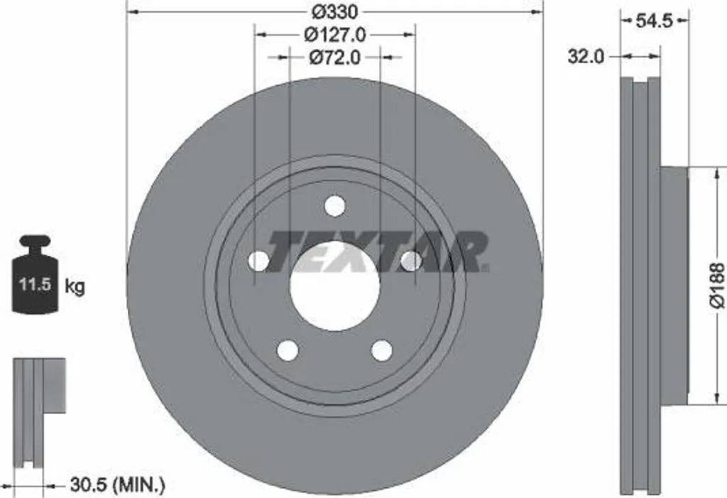 Disque de frein ventilé avant pour Jeep Cherokee 052124762AC