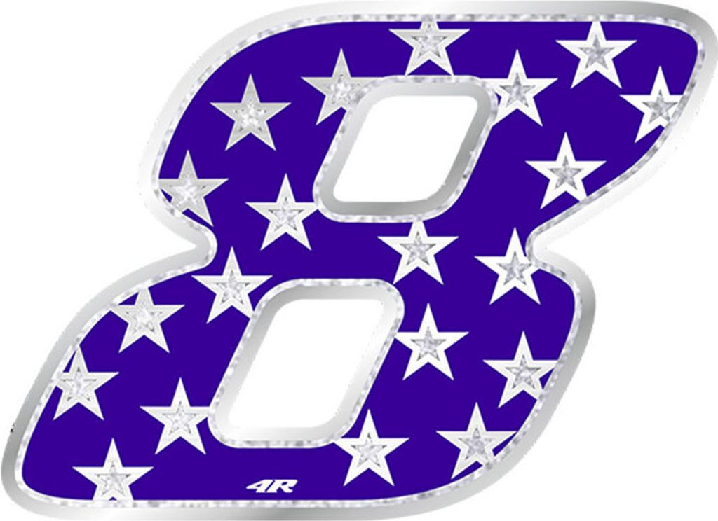 Sticker Rennnummer Motorrad "8" Stars 100 x 130 mm