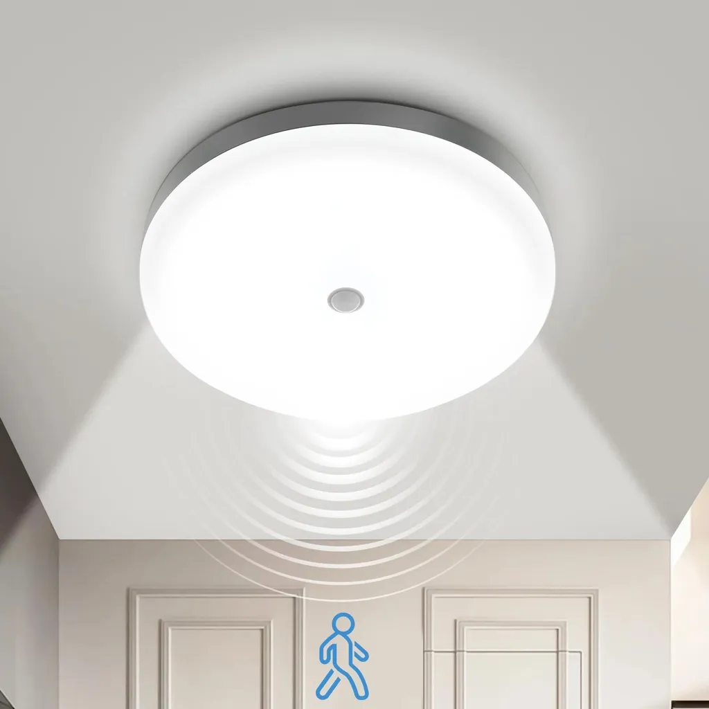 Luminaire LED ultra-plat 4,5cm avec capteur de présence 12W blanc