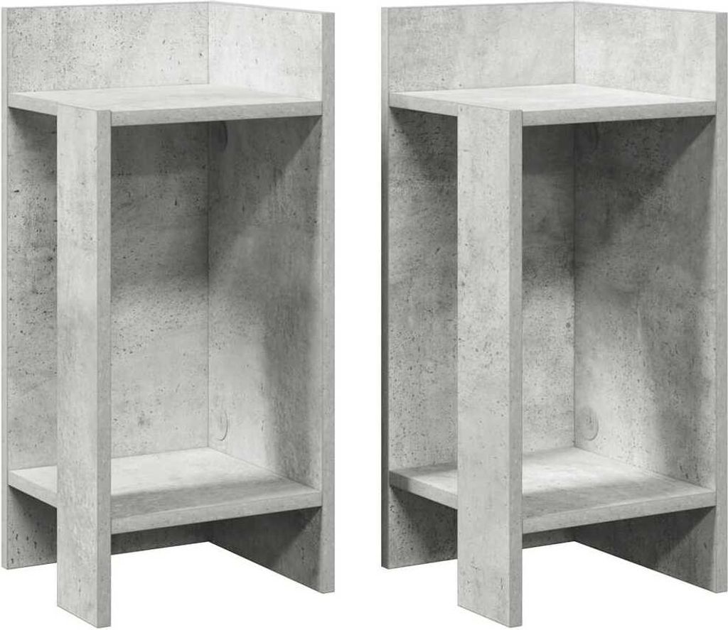 Beistelltische 2 Stk. mit Ablage Betongrau 25,5x27x60 cm