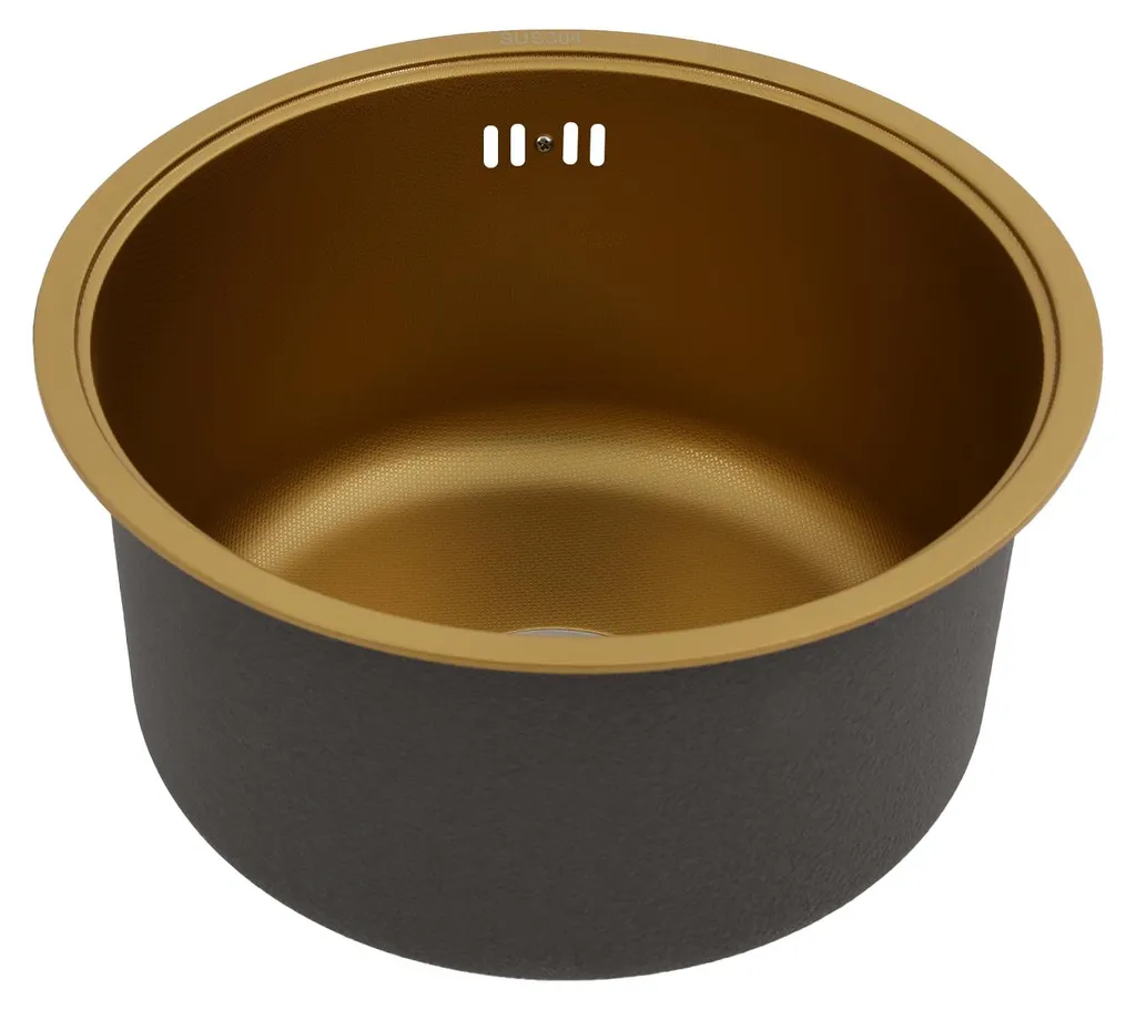 Évier de cuisine compact doré - Solution design ronde pour petit espace