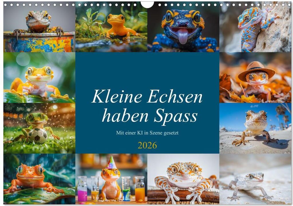 Kleine Echsen haben Spass (Wandkalender 2026 DIN A3 quer), CALVENDO Monatskalender