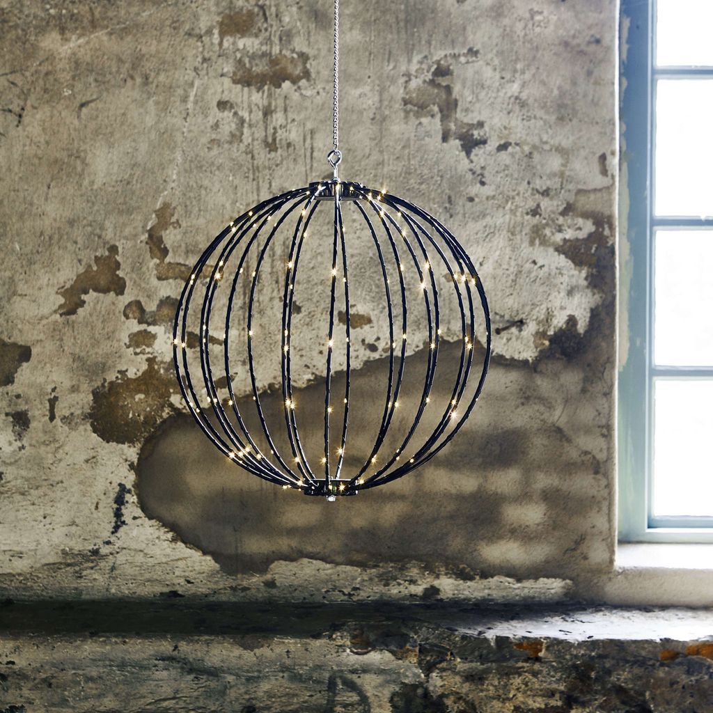LED 3D Designkugel 'Mounty' - D: 40cm - 126 warmweiße LED - 8 Funktionen - faltbar - schwarz