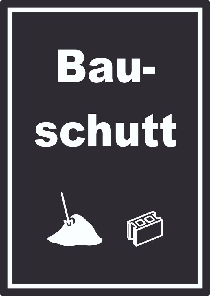 Bauschutt Mülltrennung Aufkleber Text Symbol Ziegel Baustein A1 (594x841mm)