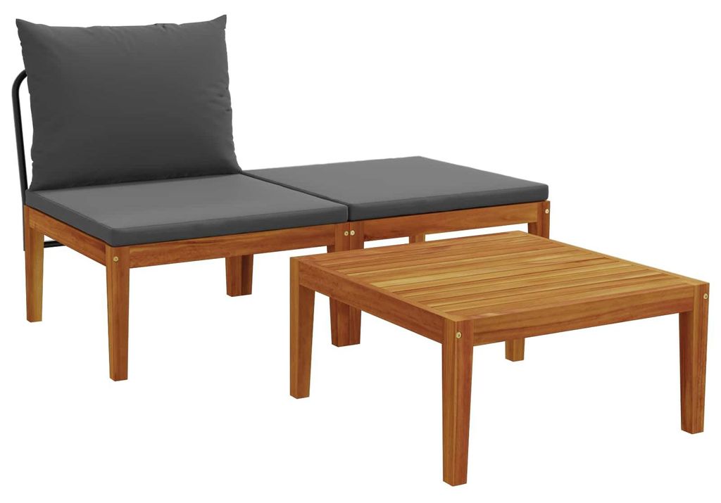 vidaXL 3 pcs Lounge-Set Massivholz Akazie Natur