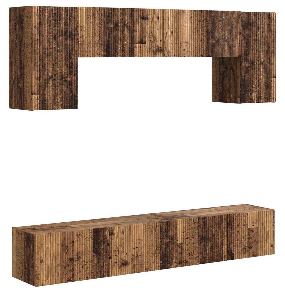 vidaXL TV-Schrankset Wandmontiert 4 pcs Altholz Holzwerkstoff