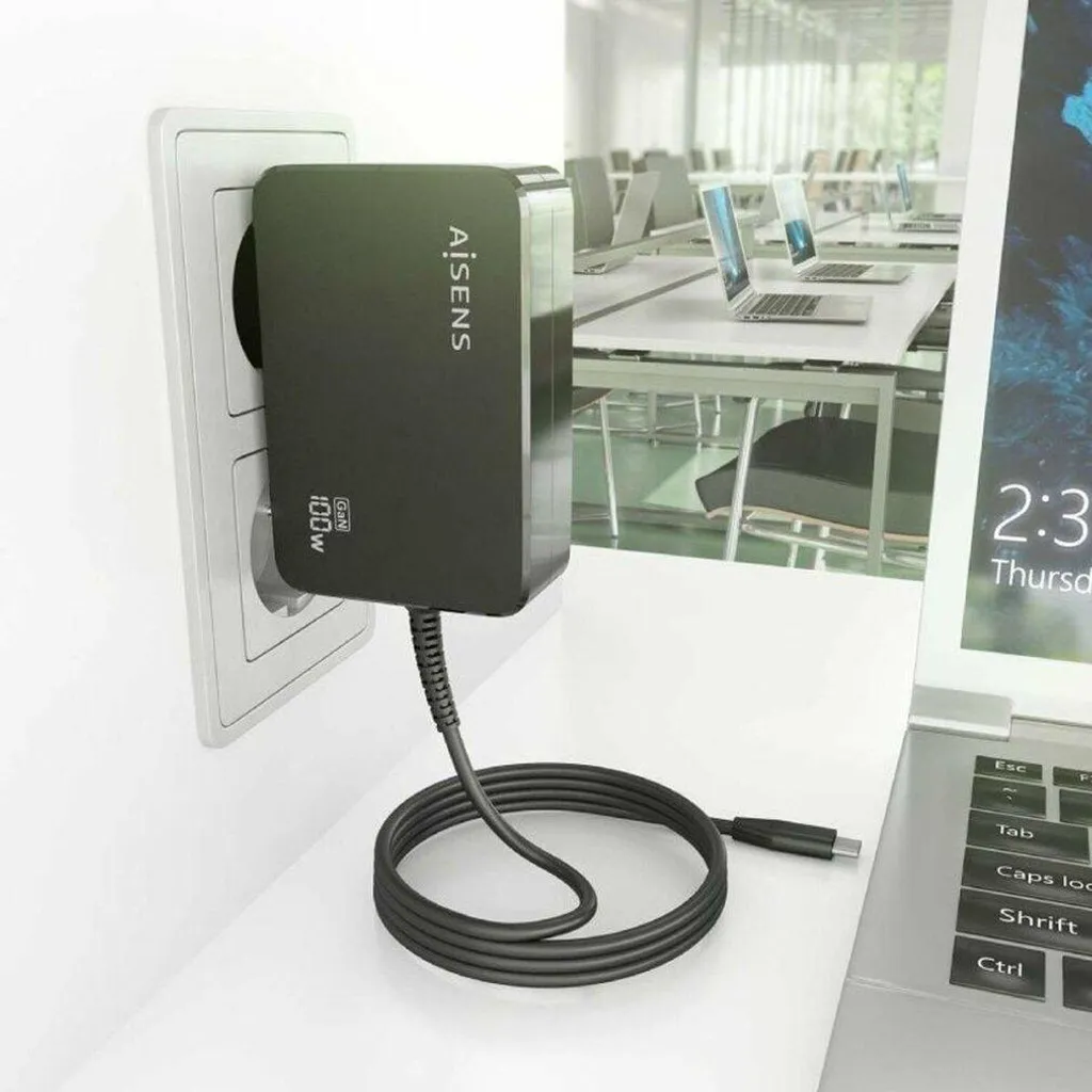 Cordon Aisens 100W USB-C 5m : Charge Rapide et Longue Portée (Noir) - 2