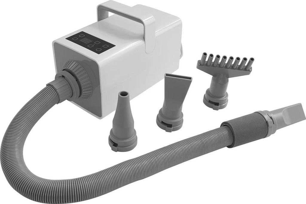 Hundefön - Hundetrockner - 2200 W - 7 Stufen - 35–60°C - 4 Düsen - EU-Stecker - 57–80 dB - Weiß