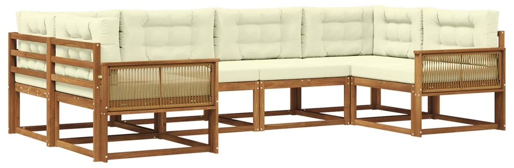 vidaXL Outdoor-Sofagarnitur mit Kissen 6 pcs Natur und Creme
