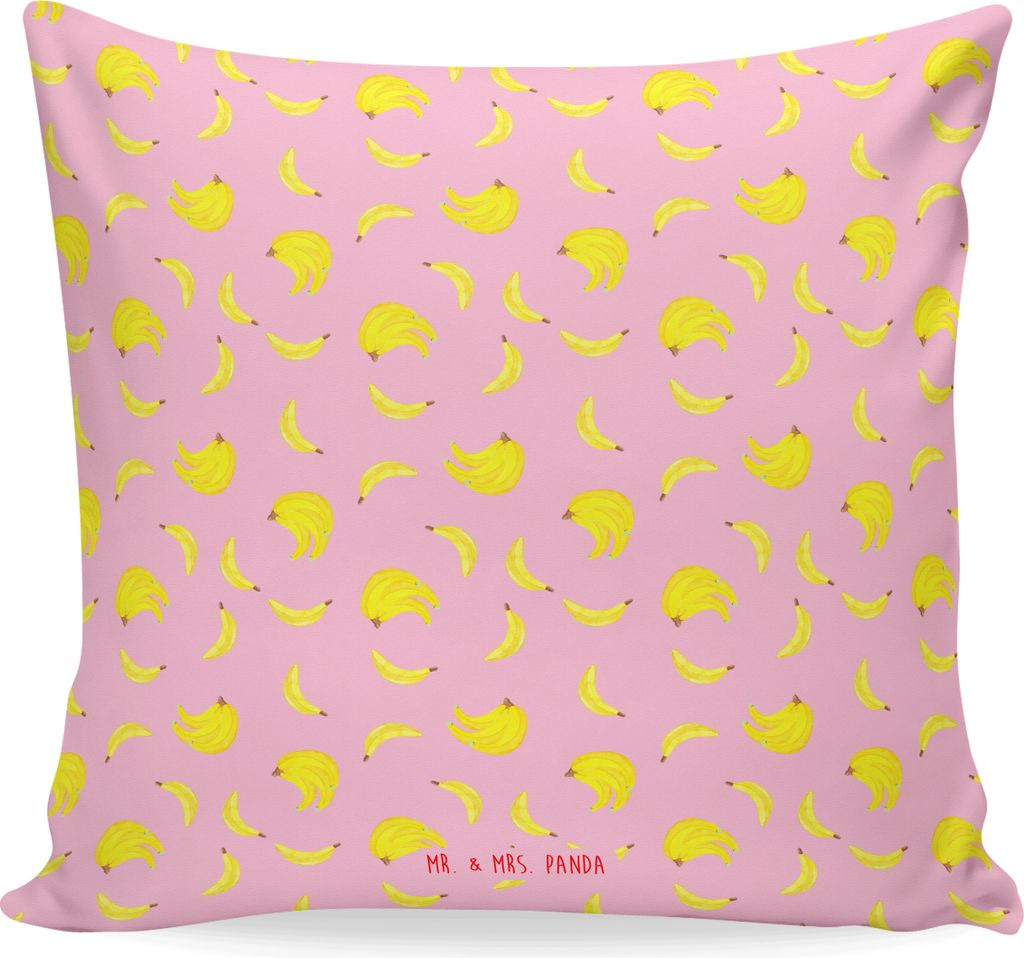 Mr. & Mrs. Panda Kuschel Kissen Bananen Staude - Rosa - Geschenk, 40x40, kuschelkissen, Dekokissen, zier, Muster, couchkissen, Polster
