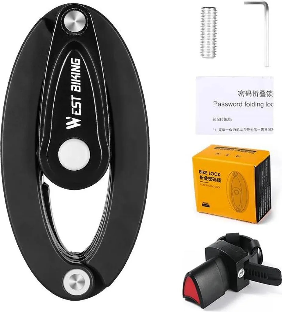 Antivol pliable à code 4 chiffres noir pour vélo et trottinette électrique
