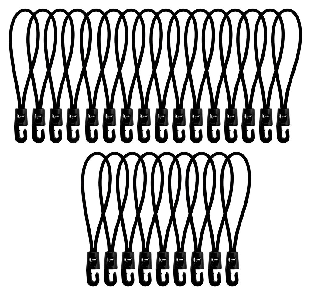 25 Stück Spanngummis mit Haken 15 cm Gummispanner für Outdoor, Camping und Anhängerplane, Schwarz