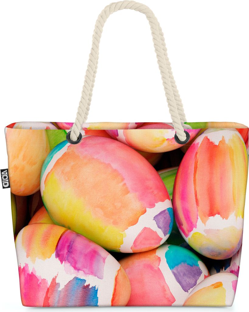VOID Bunte Ostereier Ostern Strandtasche Shopper 58x38x16cm 23L XXL Einkaufstasche Tasche Reisetasche Beach Bag