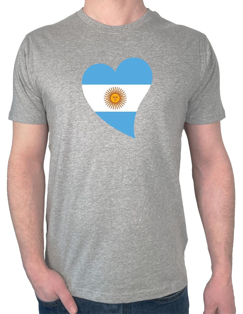 Huuraa Herren T-Shirt Argentinien Flagge Herz 3XL Sport Grey Bio Baumwolle Fairtrade Herrenshirt Geschenkidee