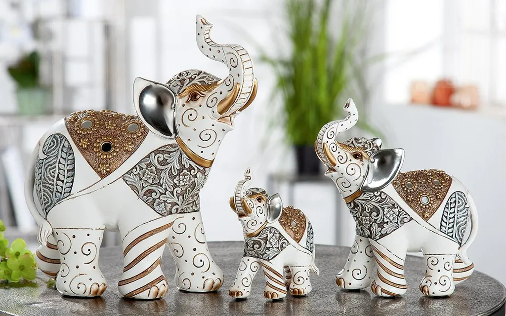Éléphant en Résine Crème 26cm Morani Gilde au Design Oriental VE 2