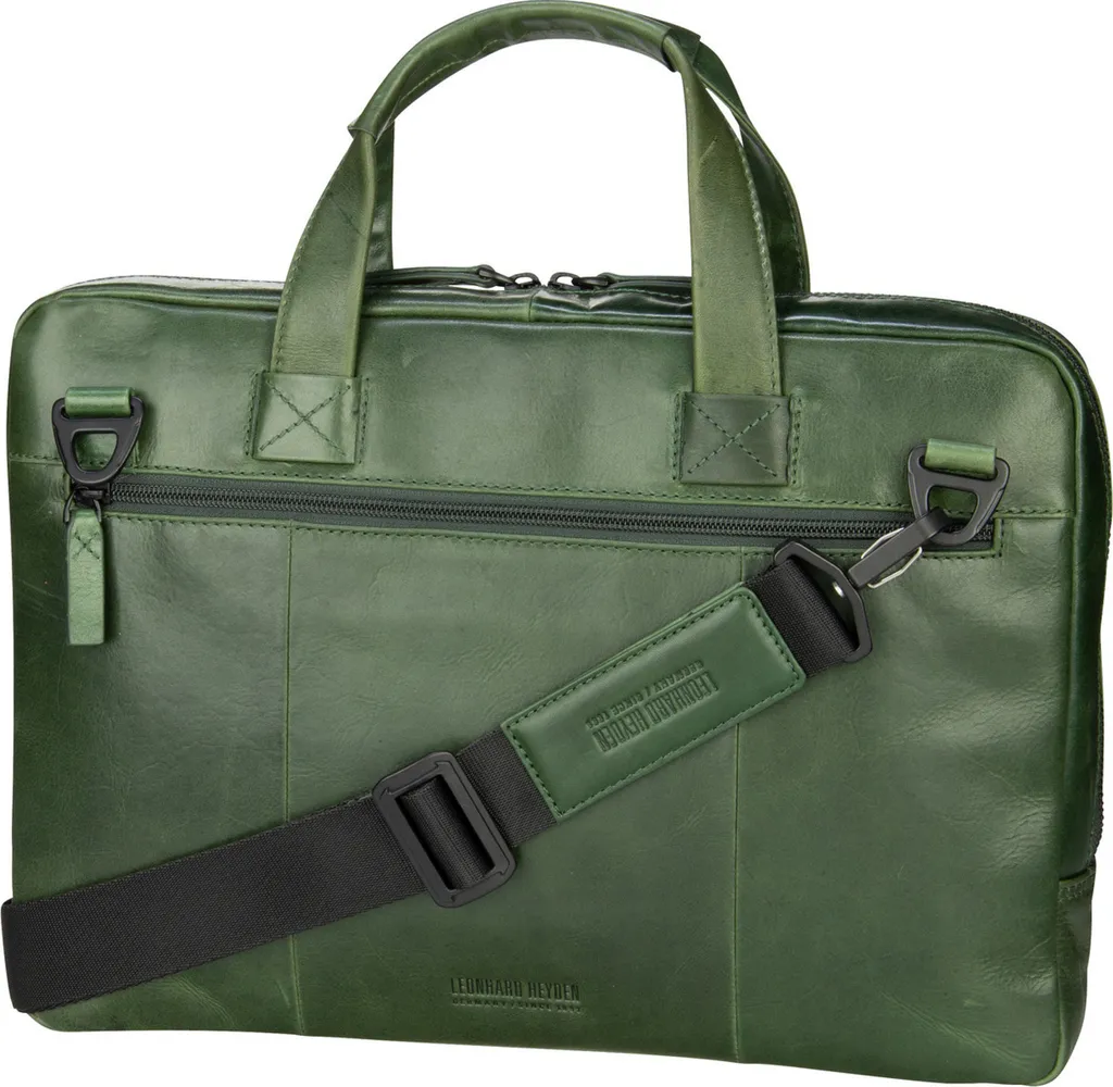 Leonhard Heyden Porto Serviette en Cuir Vert Bouteille 1 Compartiment