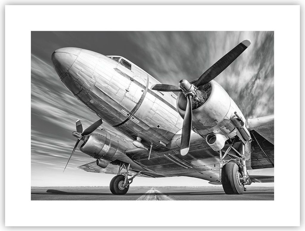 Poster - Poster ohne Rahmen - Flugzeug Retro Flugzeug - 40x30 cm - Wand Bild - Wanddeko - Wandbilder - Kunstposter - Wandposter - Bilder - Kunstdru...