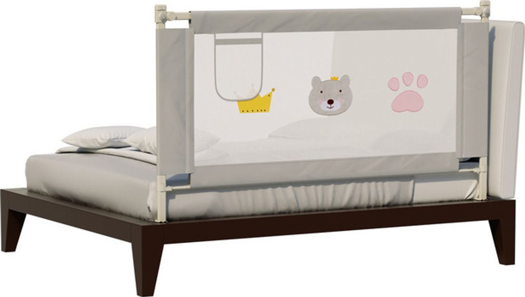 Clanmacy Bettgitter 150x70cm Bettschutzgitter Kinderbettgitter Babybettgitter Rausfallschutz für Bett Grau