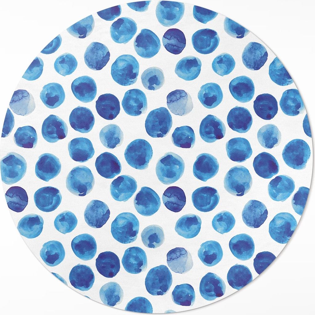 Aquarellpunkte gemalte Formen – Vinyl Fußmatte – Ø 70cm – Rutschfest – Pflegeleicht & Langlebig