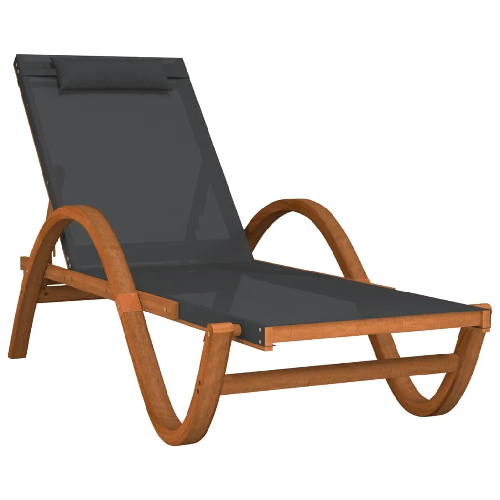 Chaise longue robuste en bois et textilène gris pour un confort durable