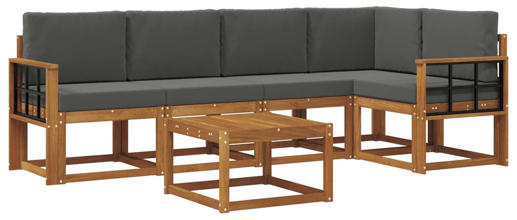 vidaXL Outdoor-Sofagarnitur mit Kissen 6 pcs Natur und Anthrazit