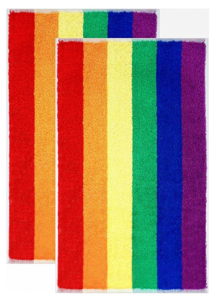 Gästehandtücher Set 30x50 cm, 2 Stück bunte Frotteetücher mit Regenbogenstreifen