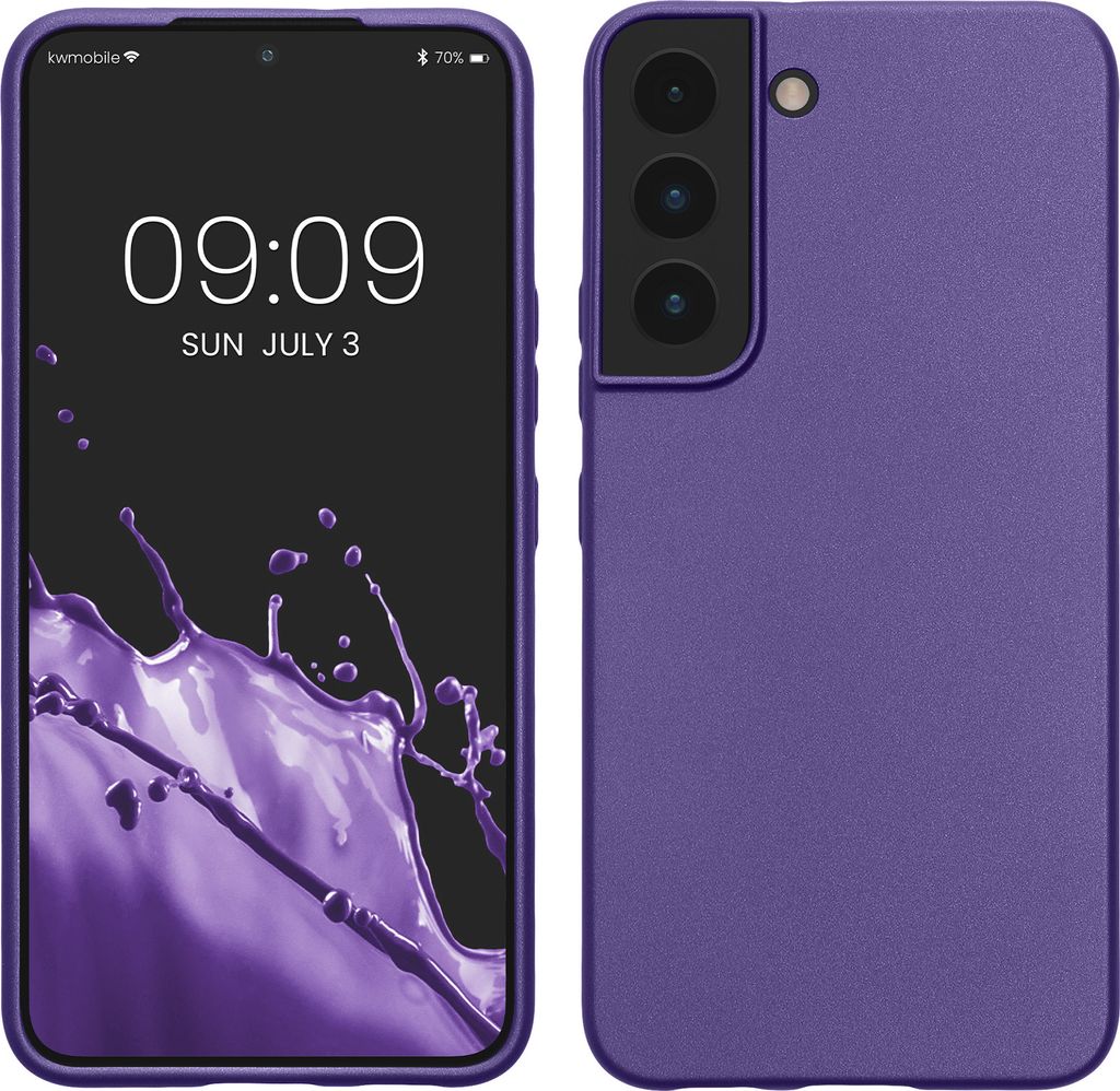 kwmobile Case kompatibel mit Samsung Galaxy S22 Hülle - Schutzhülle aus Silikon metallisch schimmernd - Handyhülle Metallic Blauviolett