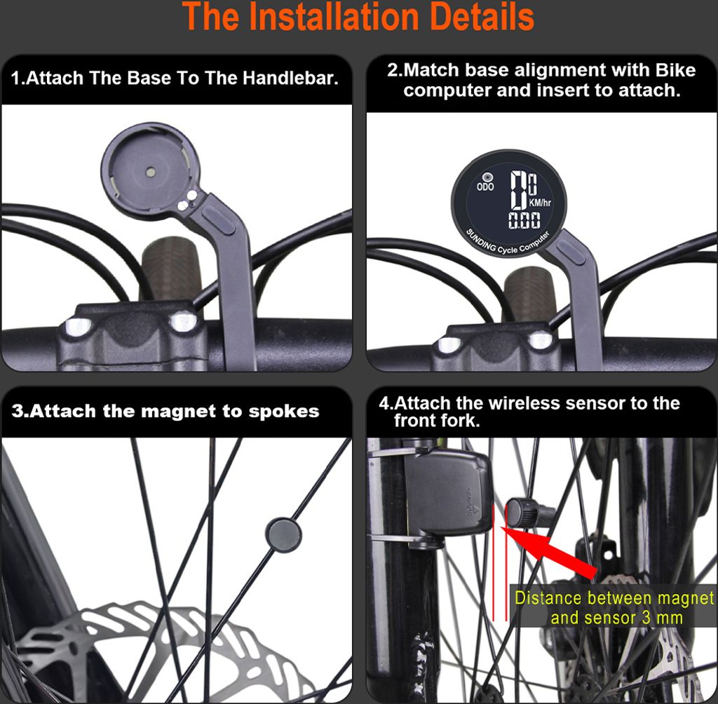 Fahrradcomputer, Fahrradtachometer, Kilometersportmesser, Produktbild 14