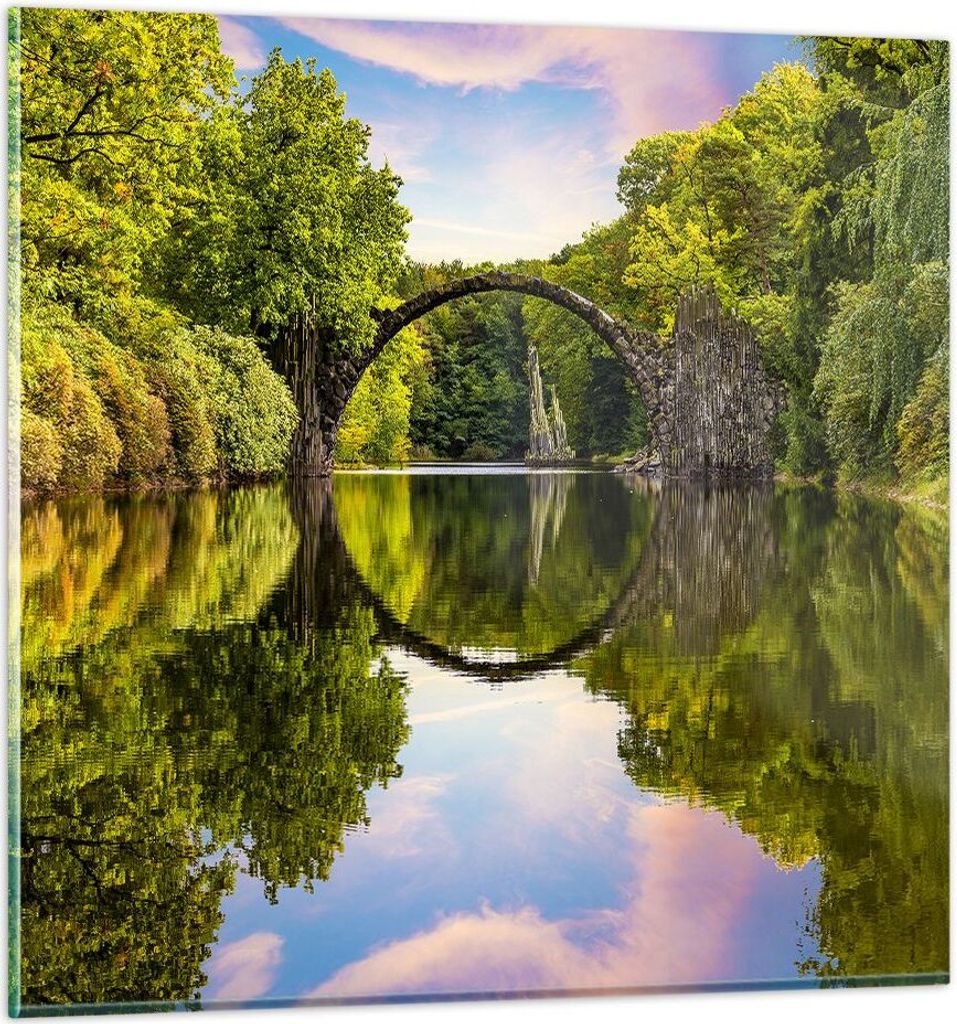 Bilder auf glas - Park Natur Wasser - 40x40cm - Glasbilder - Wandbilder - Kunstdruck - zum Aufhängen bereit - Wanddekoration aus Glas - Glas Bilde...