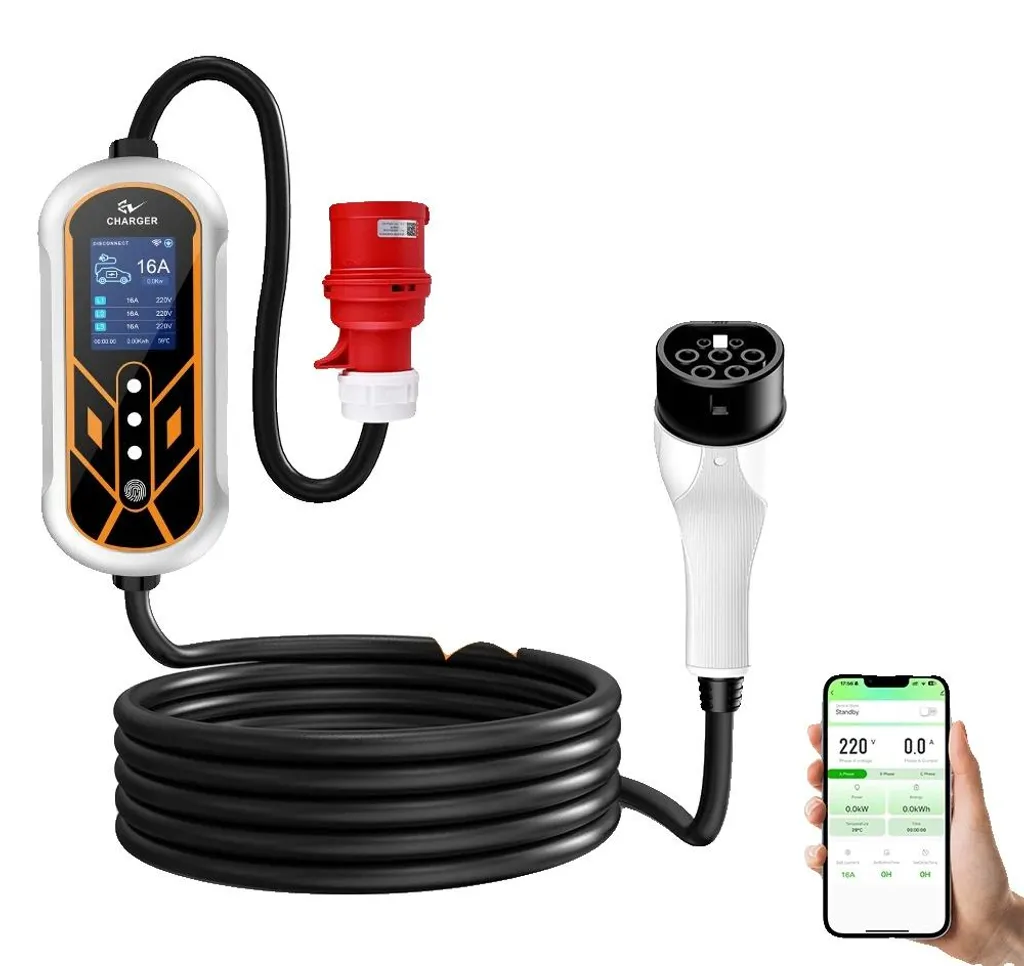 Borne de recharge 11kW Type 2 triphasée 16A pilotable via smartphone EV