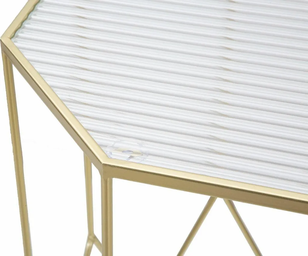 Table basse rectangulaire dorée George, meuble chic 50x46x100 cm - 4