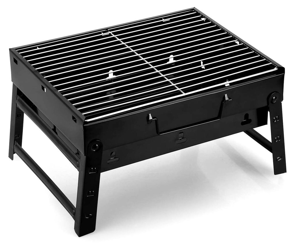 Holzkohlegrill Picknickgrill Edelstahl Tragbarer Campinggrill Abnehmbarer BBQ Grill für den Außenbereich