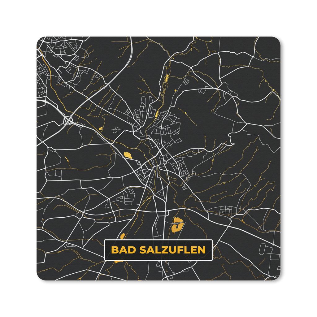 MuchoWow Mauspad Mousepad Stadtplan - Karte - Bad Salzuflen - Gold - Deutschland - Karte 20x20 cm - Mousepads - Maus Mat - Pad - Mausunterlage - ...