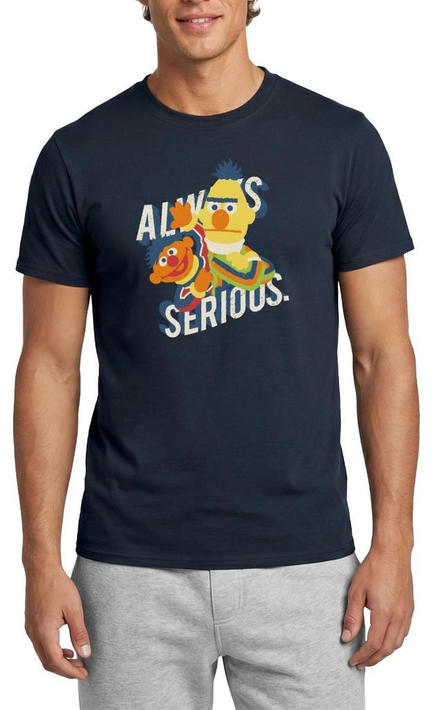 Spreadshirt Sesamstraße Always Serious Männer T-Shirt, L, Navy