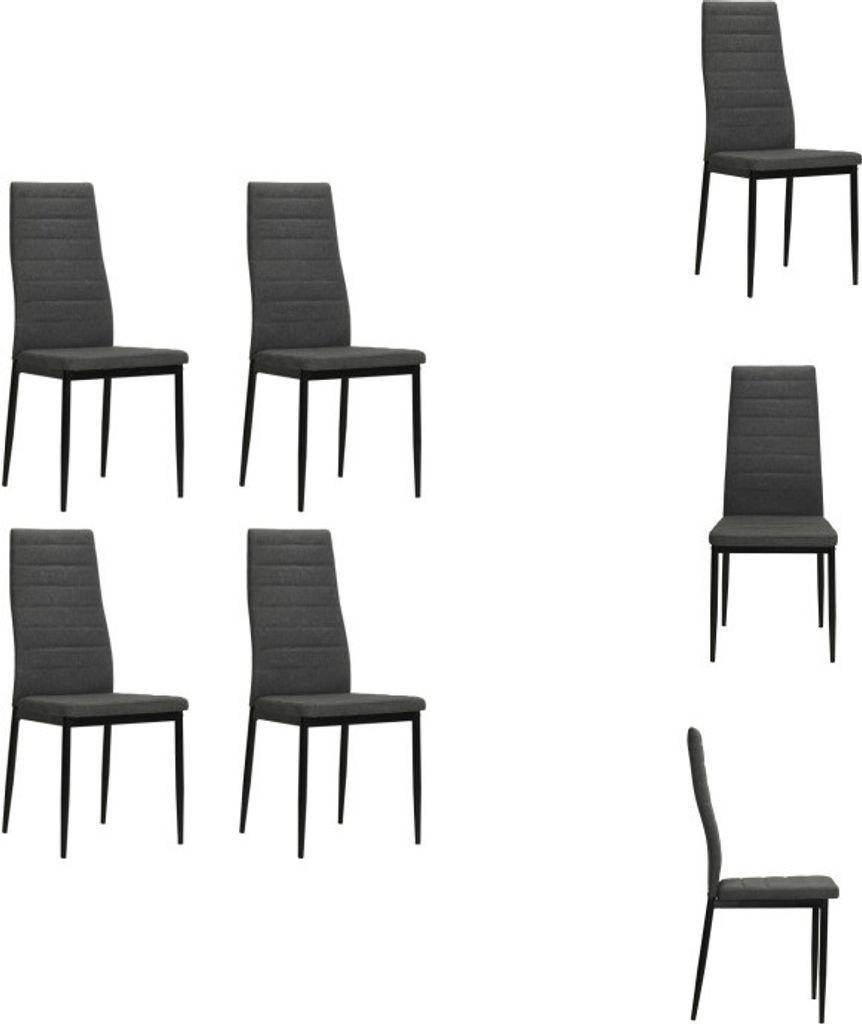 vidaXL Esszimmerstühle 4 Stk. Dunkelgrau Stoff - Esszimmerstühle