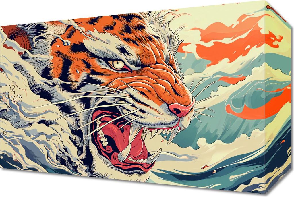 Bild 30x20cm Tiger auf der Welle