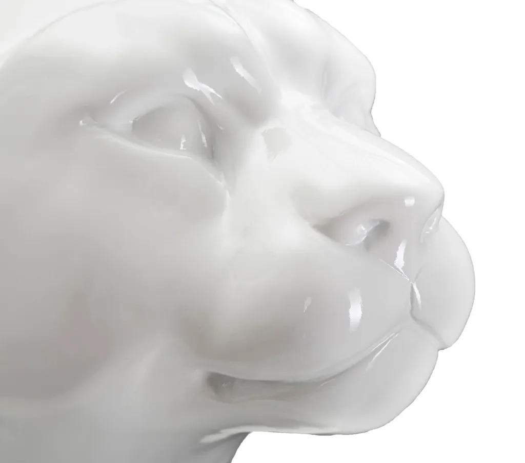 Statue Léopard Assis Blanc Décoration Intérieure Chic - 74 cm Hauteur - 4